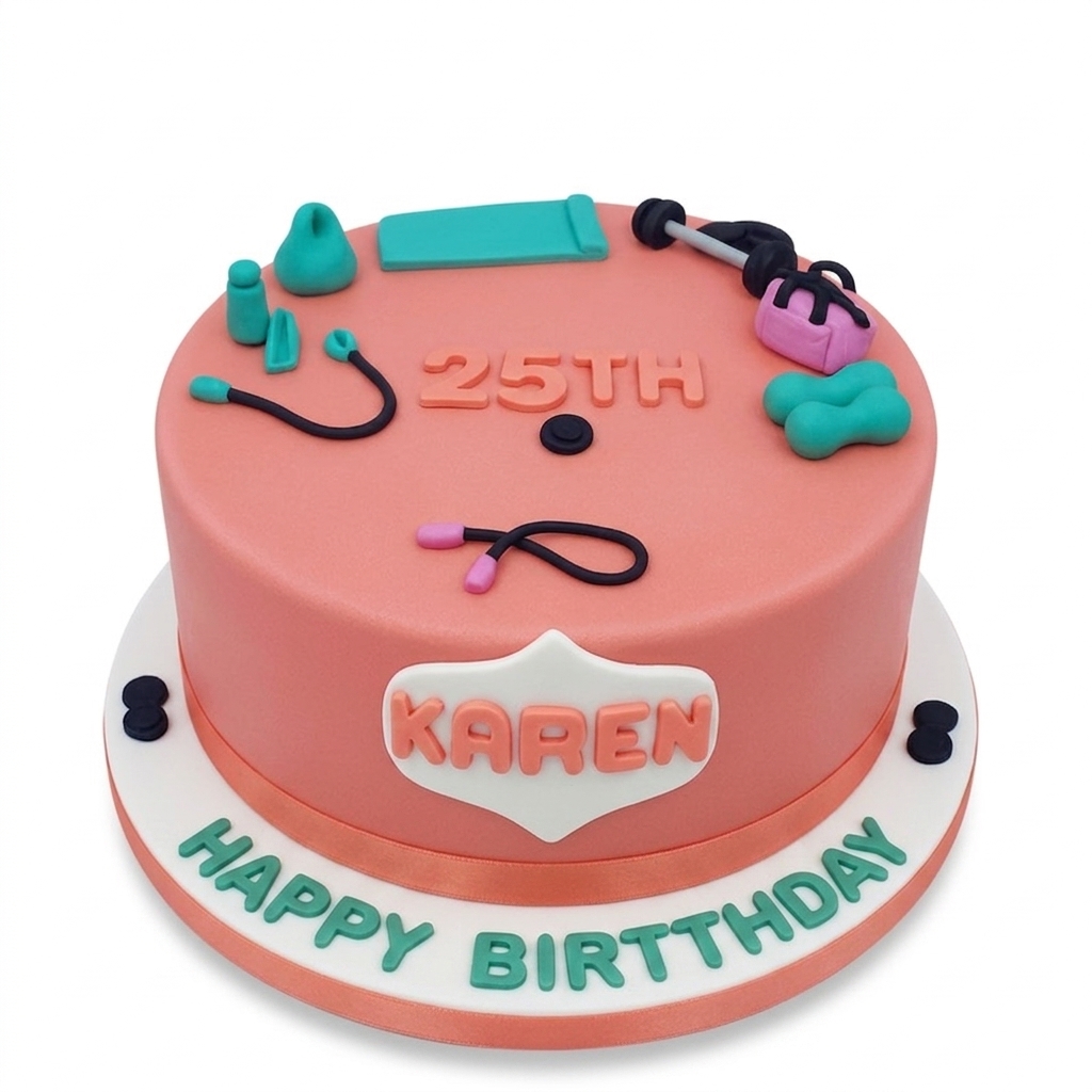 Fitness Theme Birthday Cake for Her