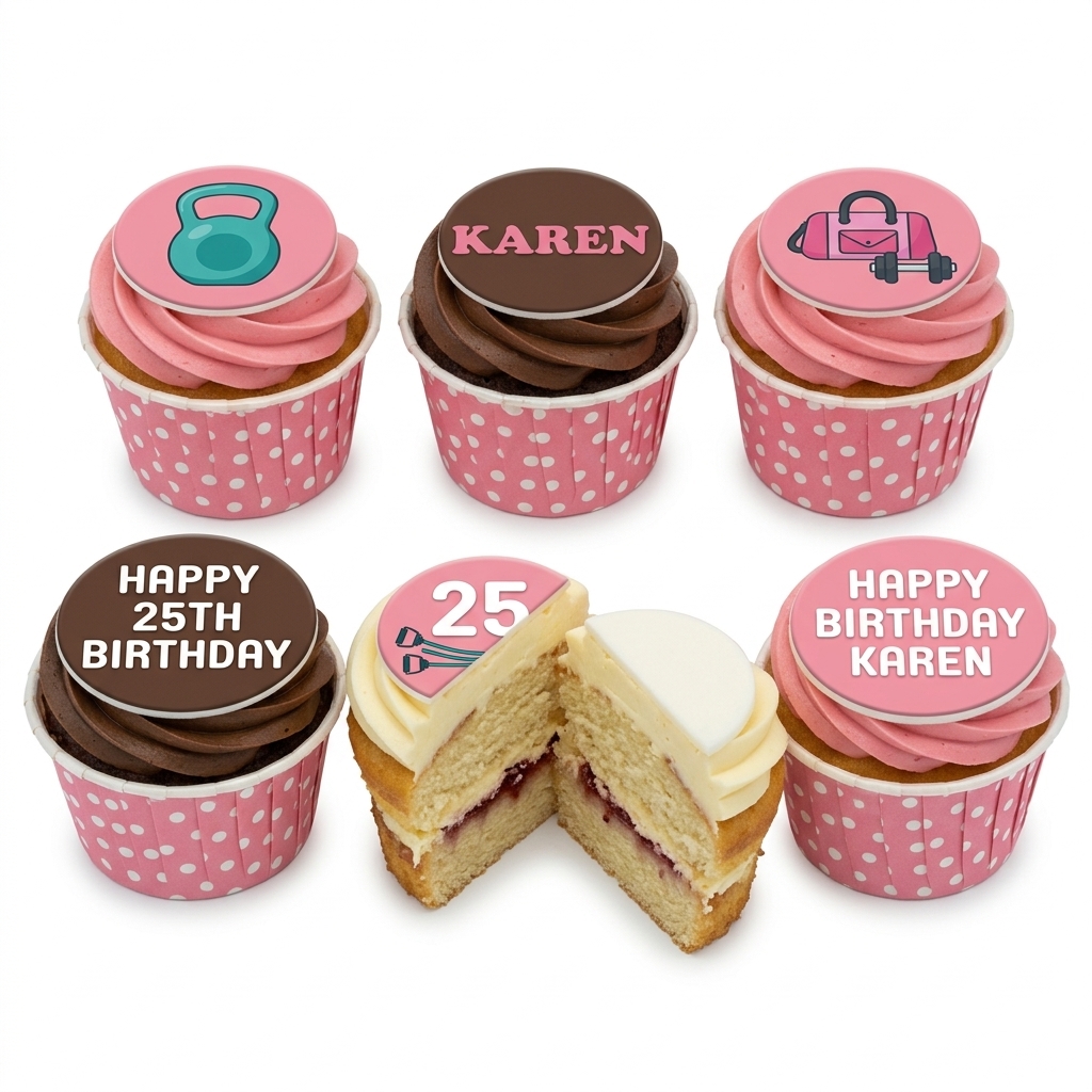 Gym Theme Birthday Cupcakes for Her