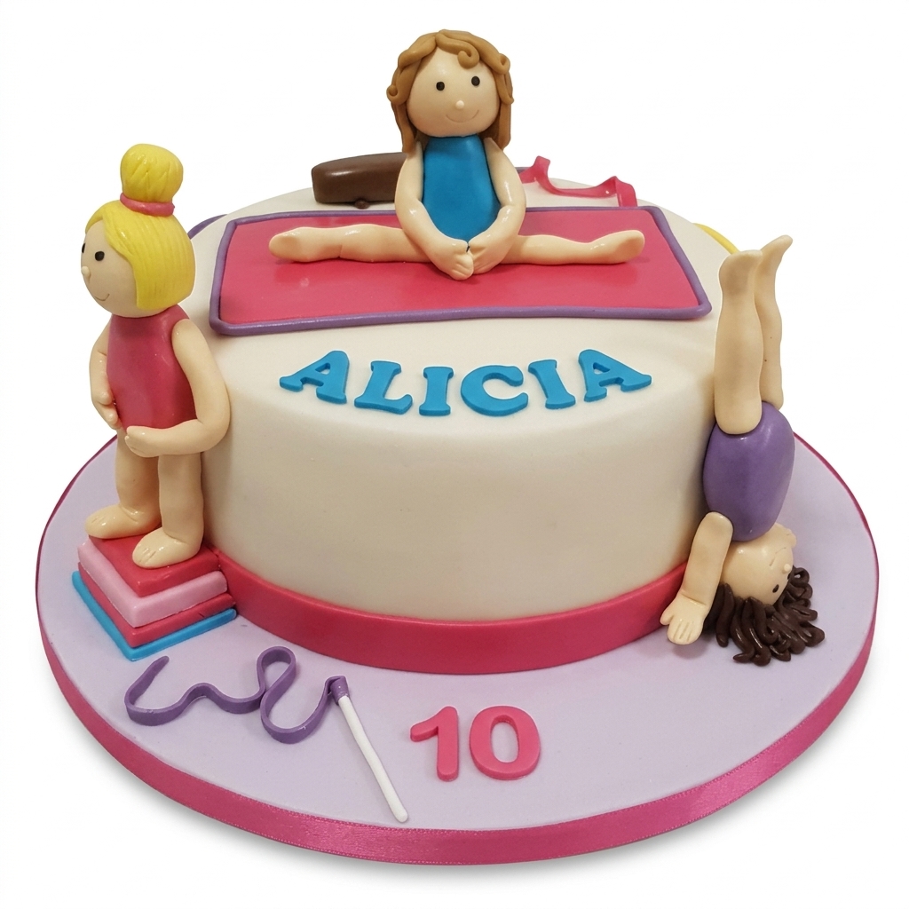 Gymnastics Theme Birthday Cake for Girls