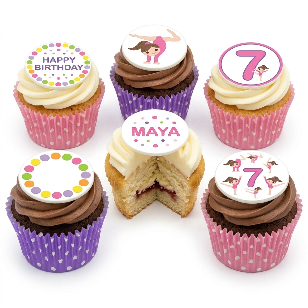 Gymnastics Birthday Cupcakes for Girls