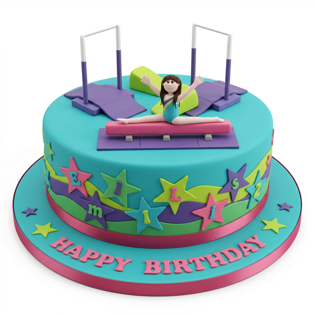 Gymnastics Birthday Cake for Girls