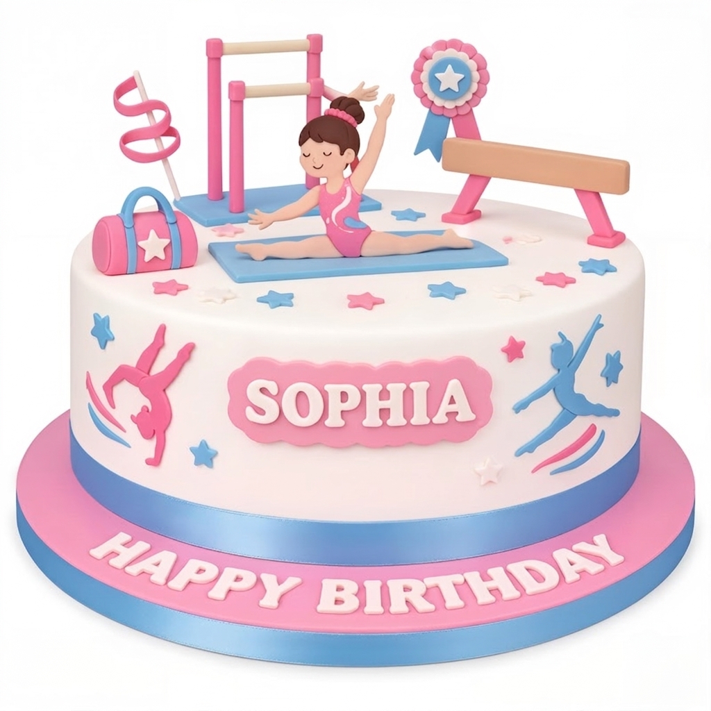 Gymnastics Birthday Cake for Girls