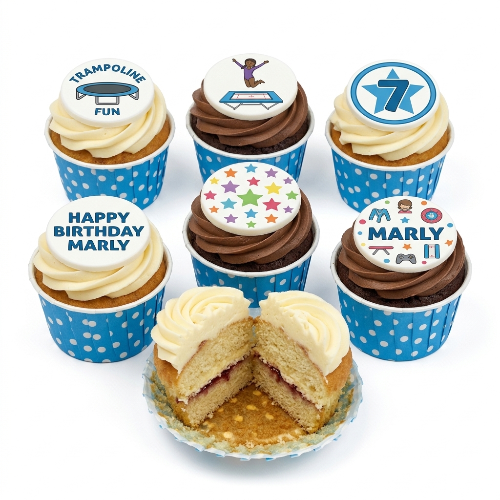Gymnastics Trampoline Birthday Cupcakes for Girls