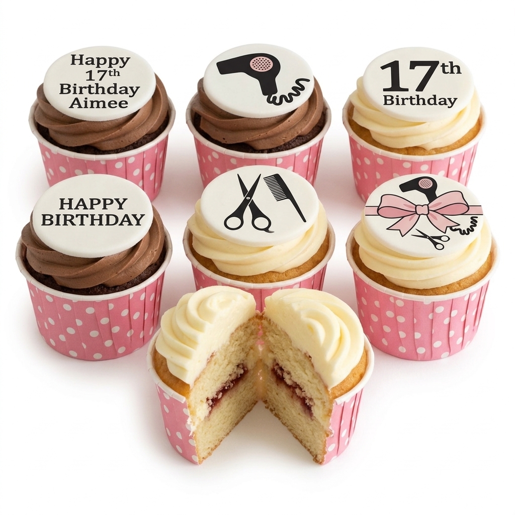 Hairdressing Theme Birthday Cupcakes