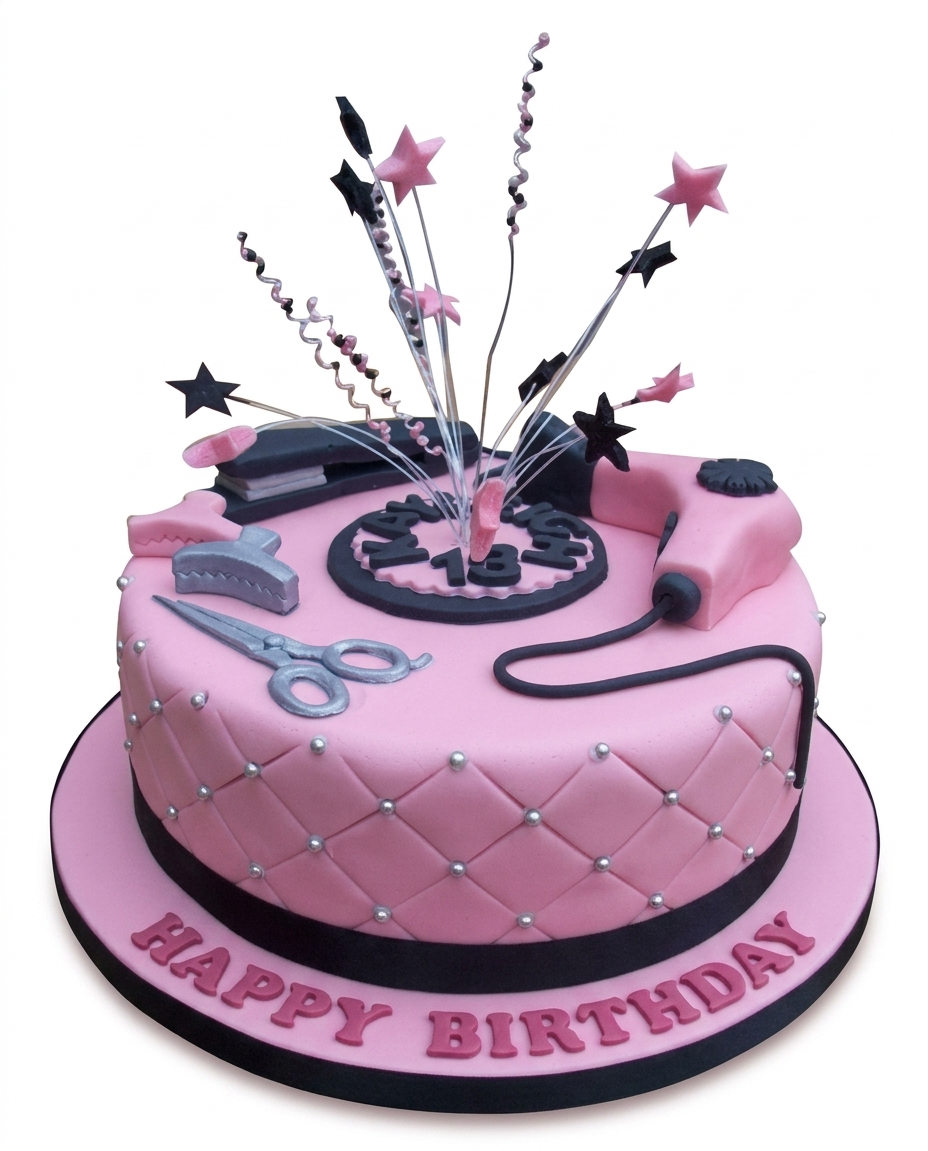 Hairdresser Birthday Cake for Her with Custom Age