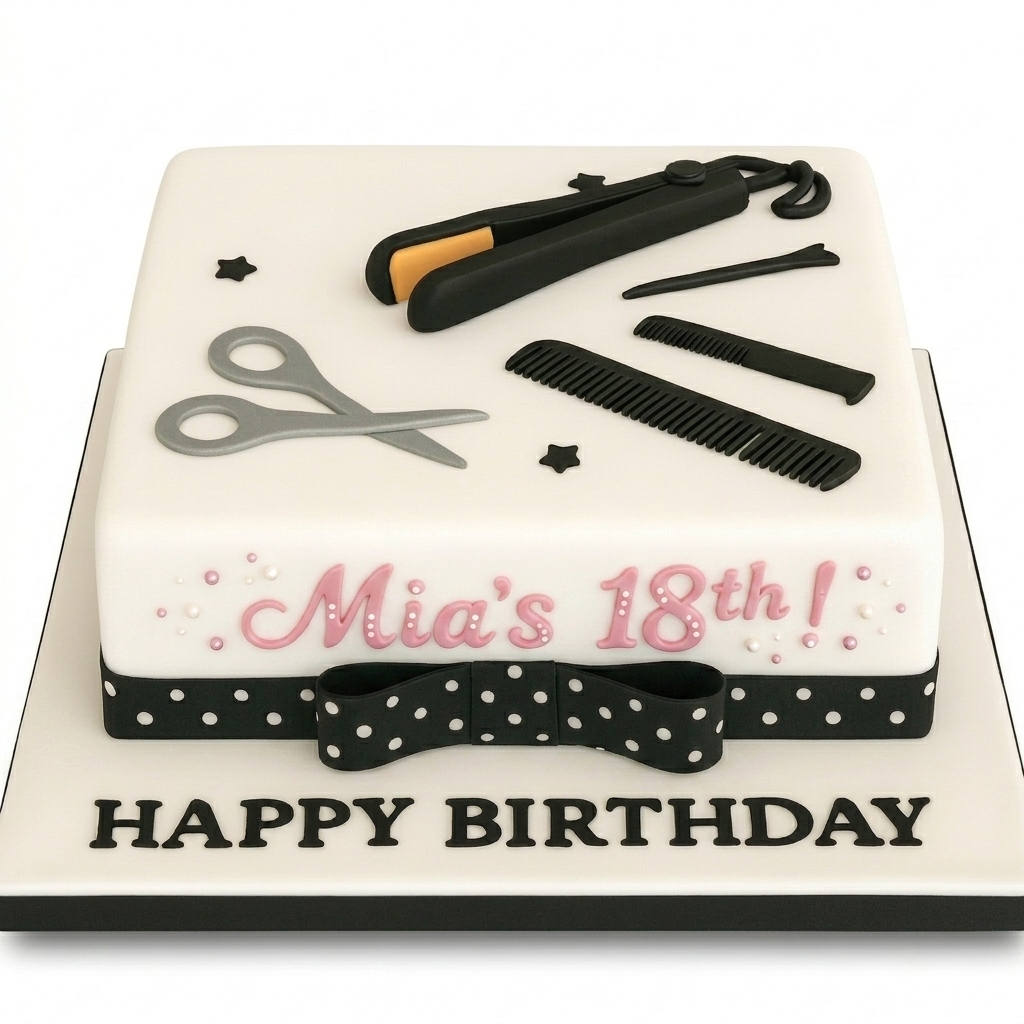 Hairdressing Theme Birthday Cake