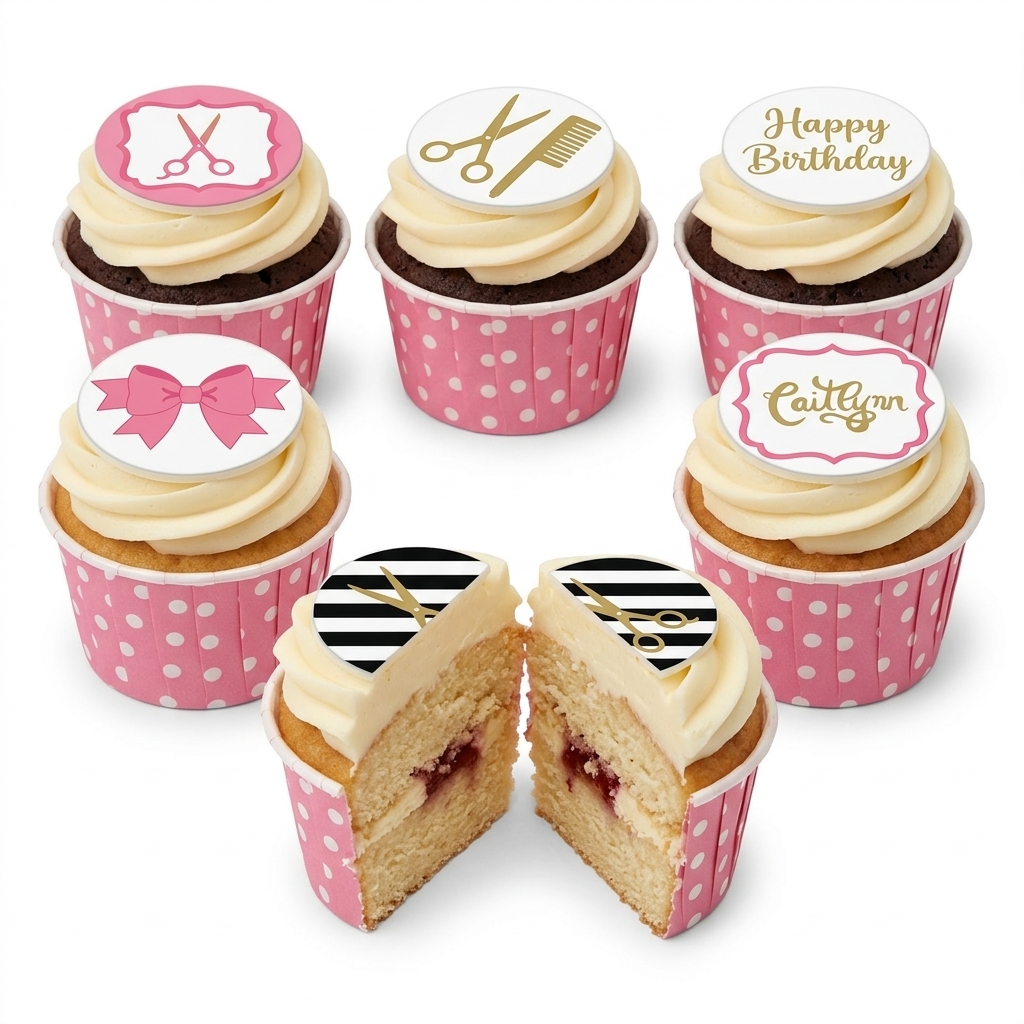 Hairdressing Theme Birthday Cupcakes