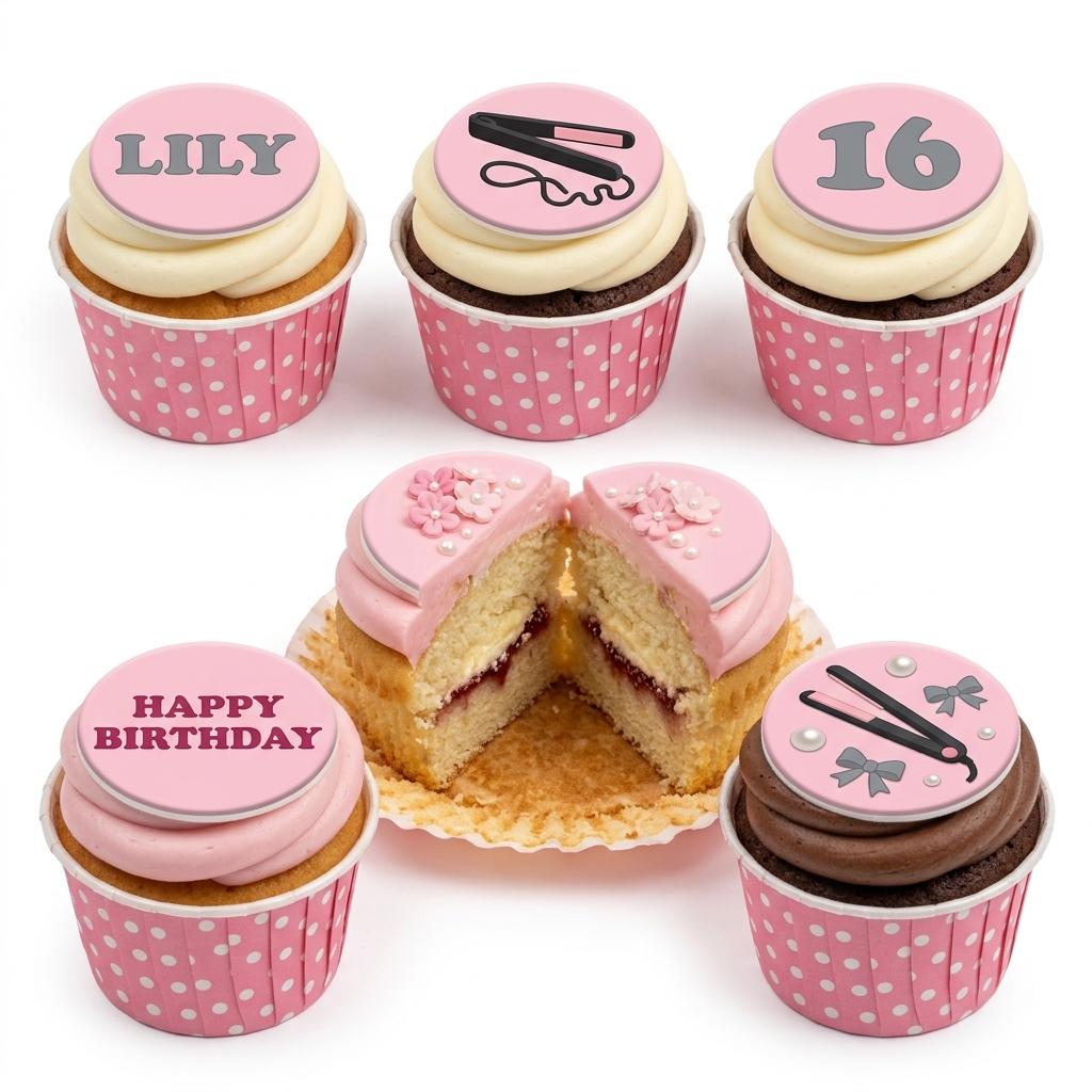 Beauty & Hair Styling Birthday Cupcakes for Her