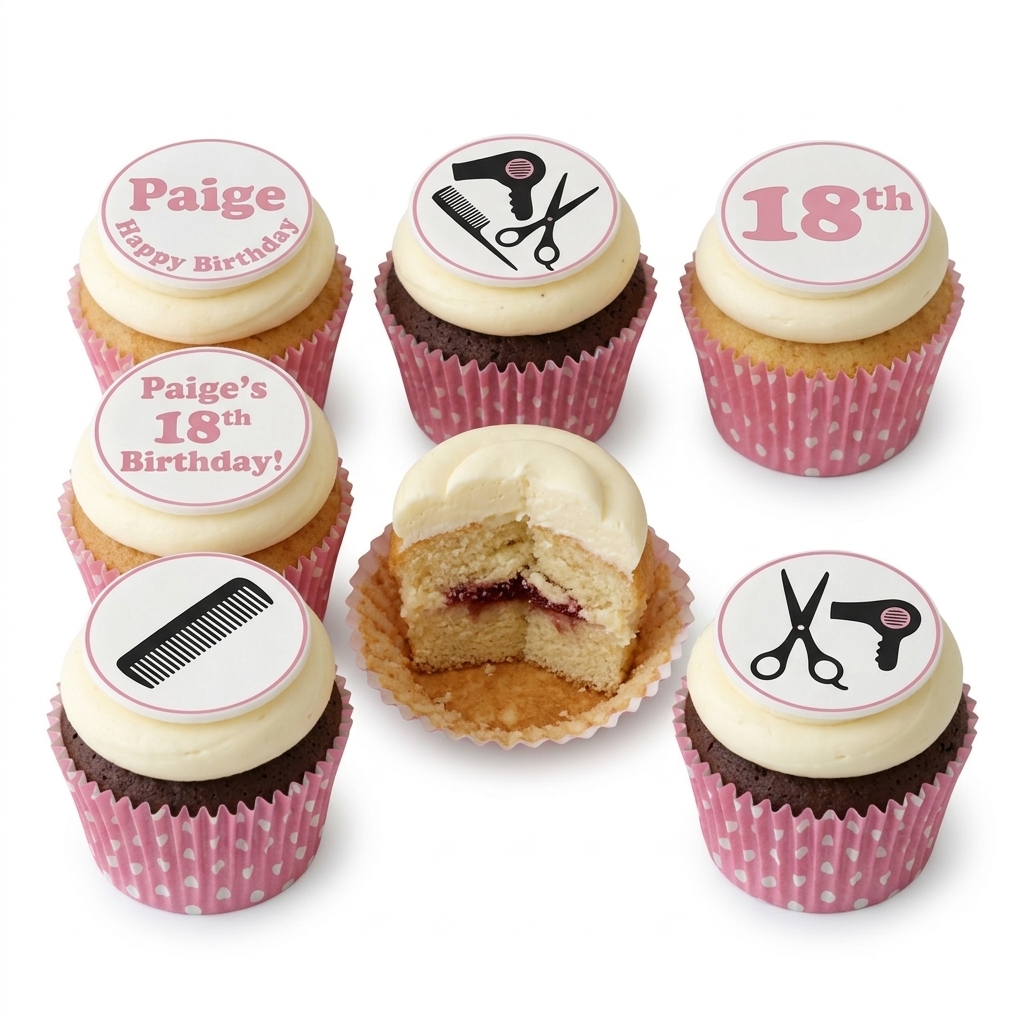 Hairdressing Theme Birthday Cupcakes