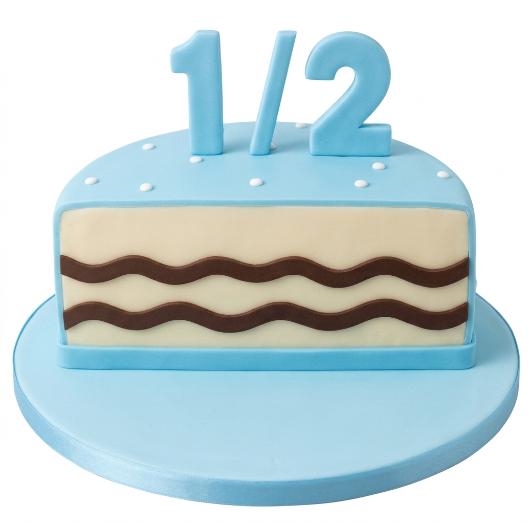 Blue Half Birthday Cake for Baby Boy
