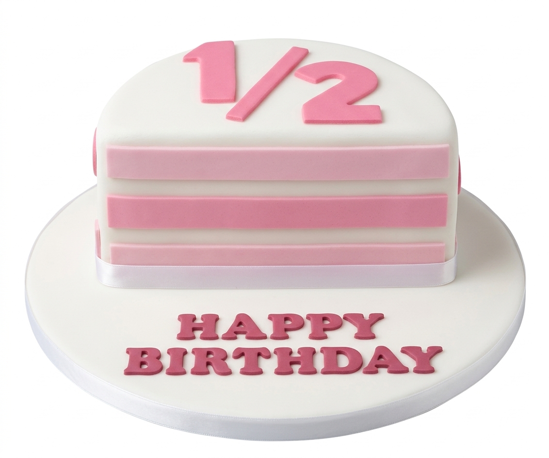 Half Birthday Cake for Baby Girl with Pink Stripes