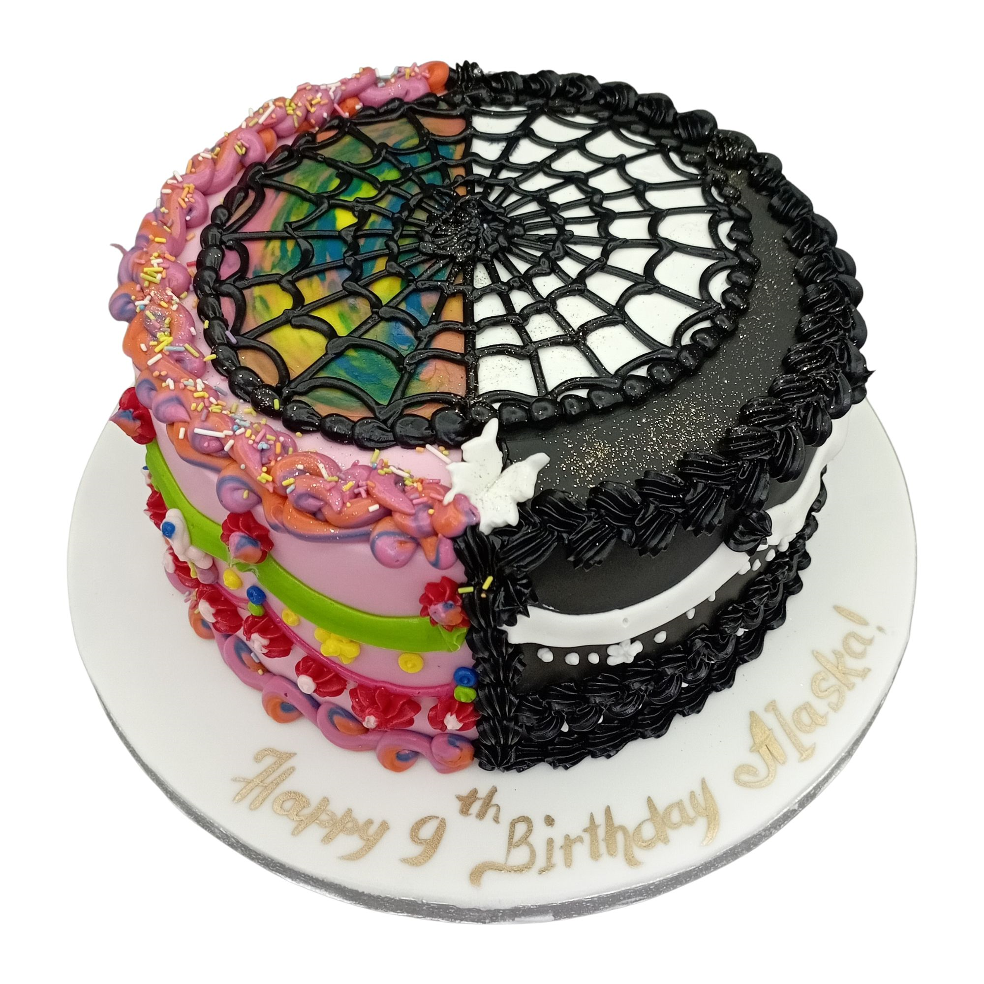 Half n Half Looking Cake with Spiral Design