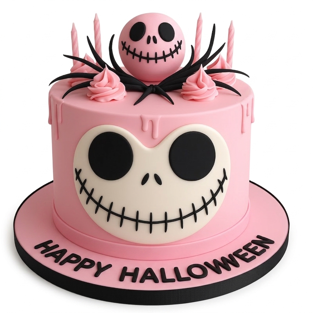 Pink Jack Skellington Halloween Cake