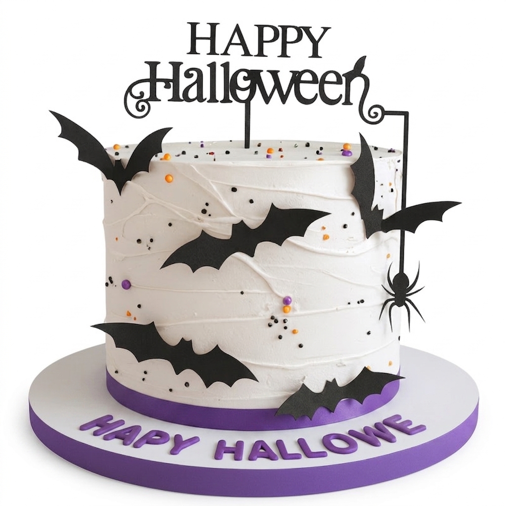 Halloween Bat & Spider Cake