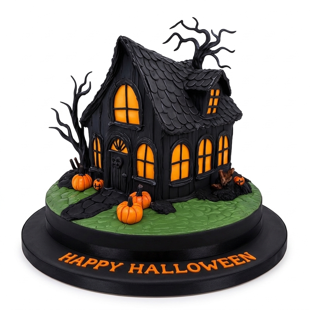 Haunted House Halloween Cake