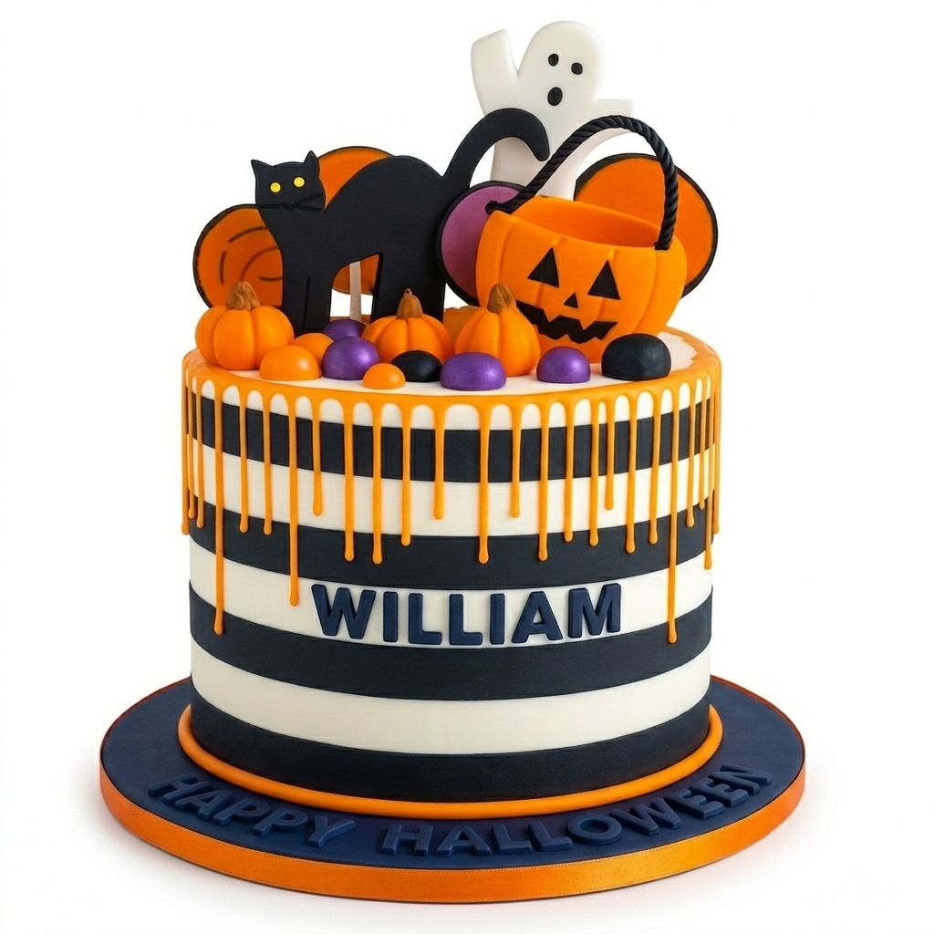 Halloween Drip Cake with Spooky Decorations