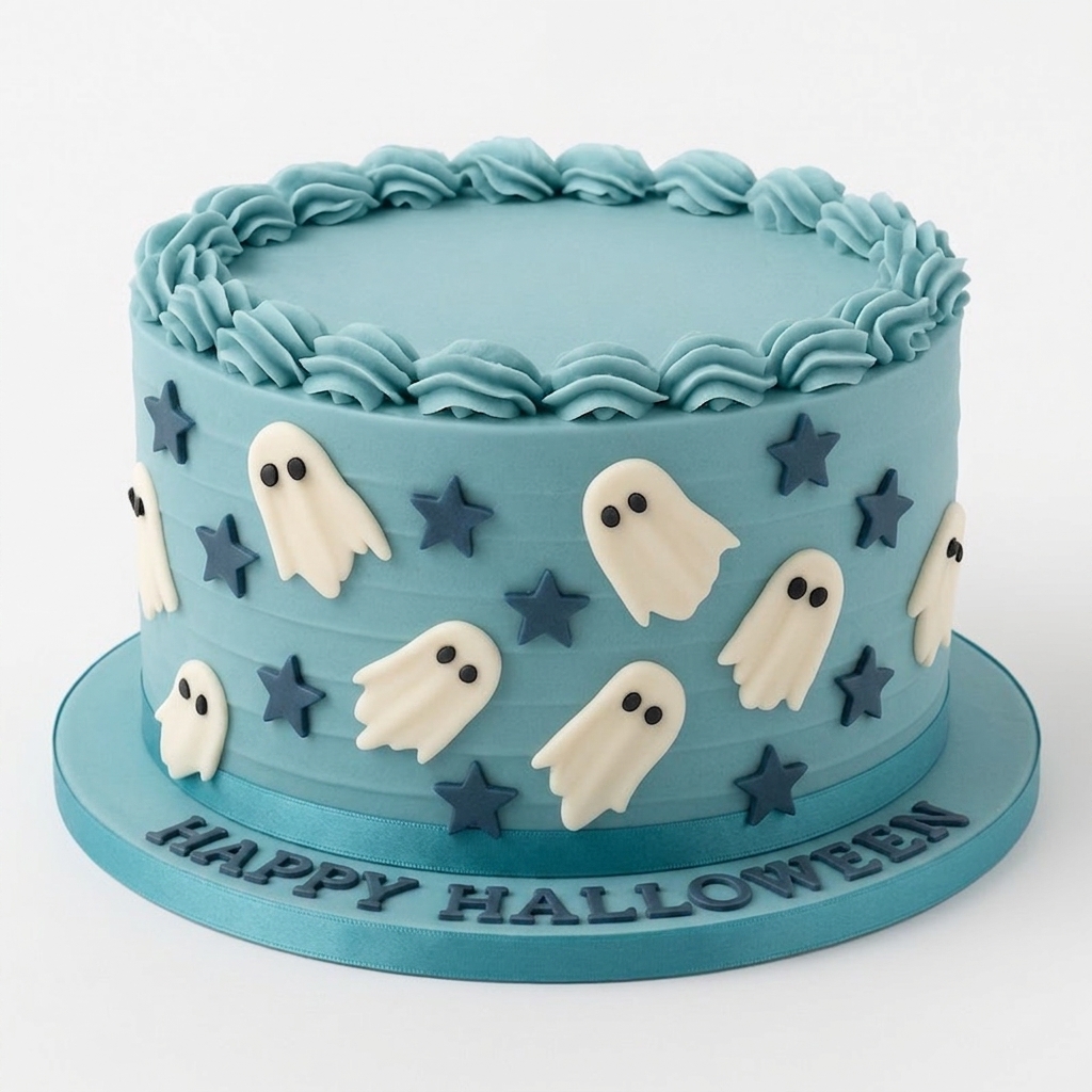Happy Halloween Ghost & Stars Cake