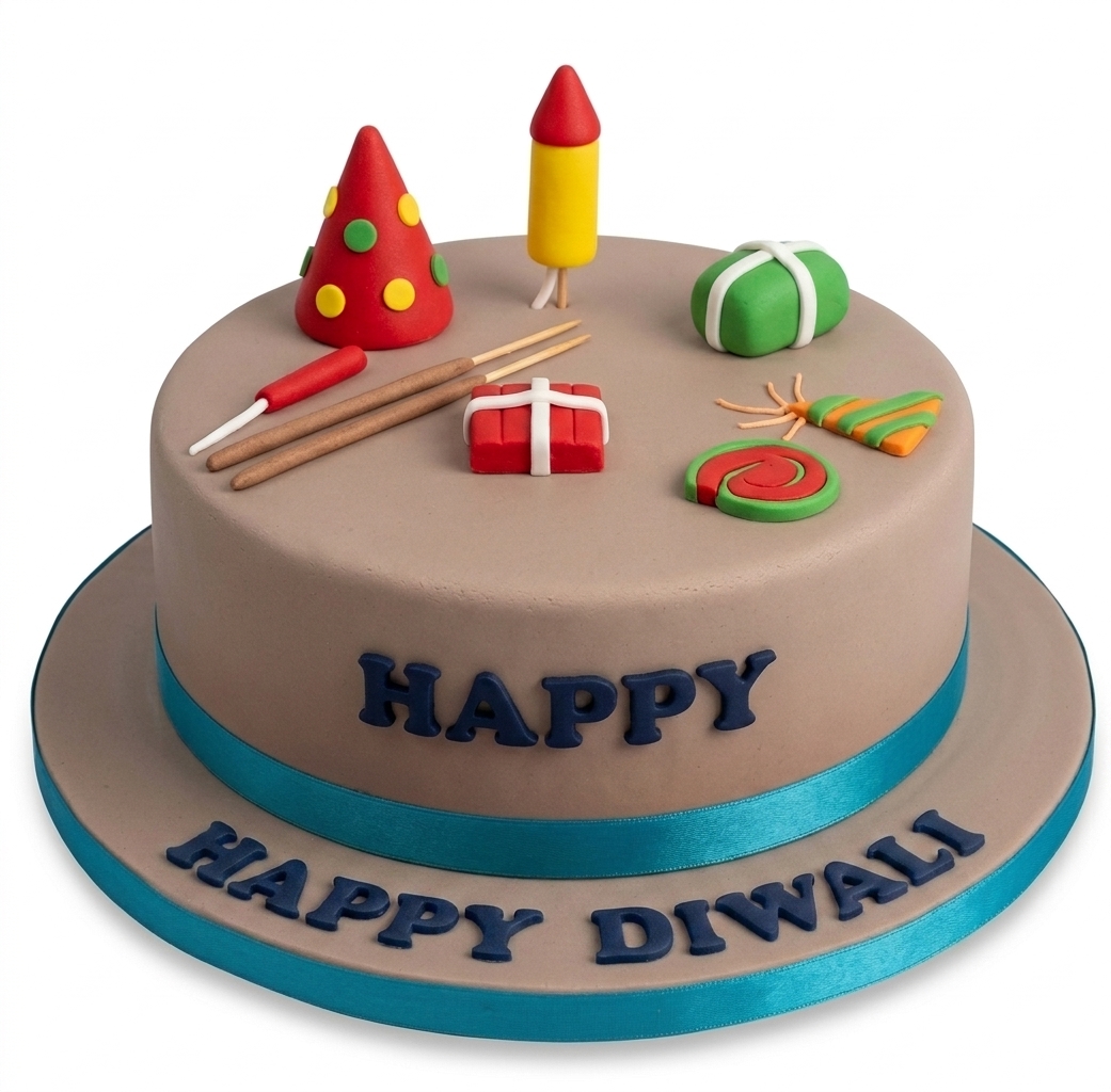Happy Diwali Celebration Cake with Firework Decorations