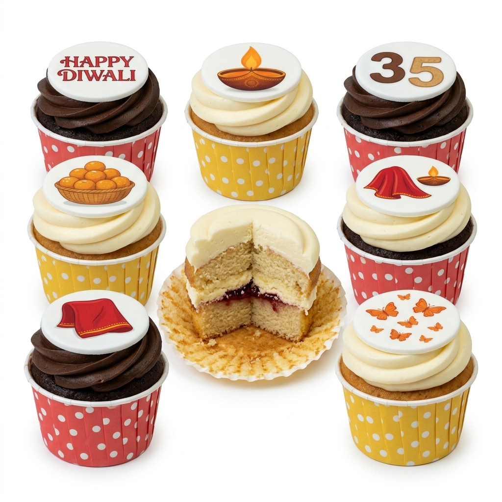 Diwali Celebration Cupcakes with Custom Age Topper