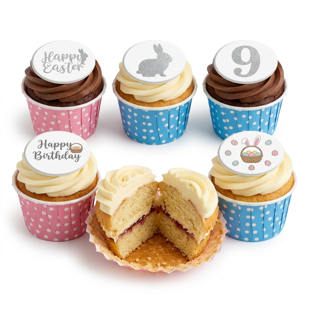 Kids Birthday Cupcakes with Custom Age Topper