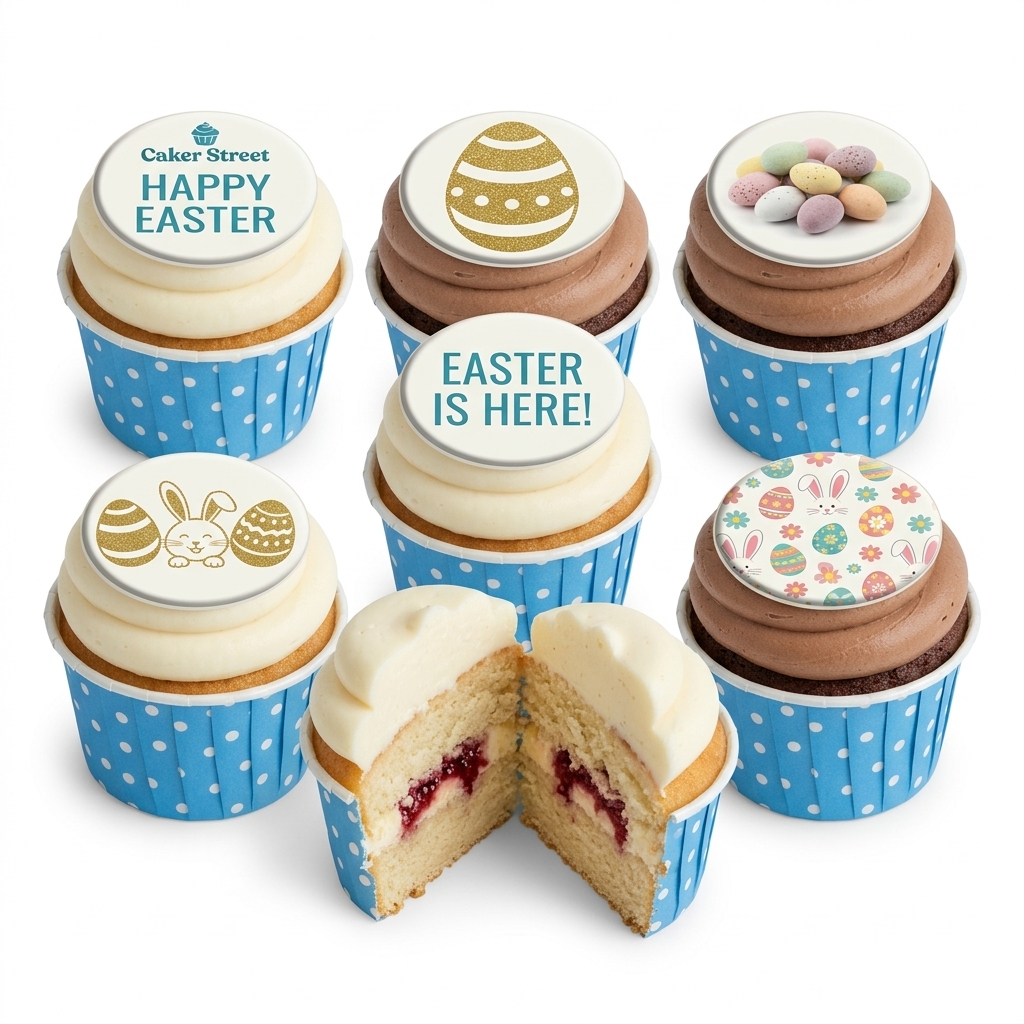 Happy Easter Cupcakes with Festive Toppers
