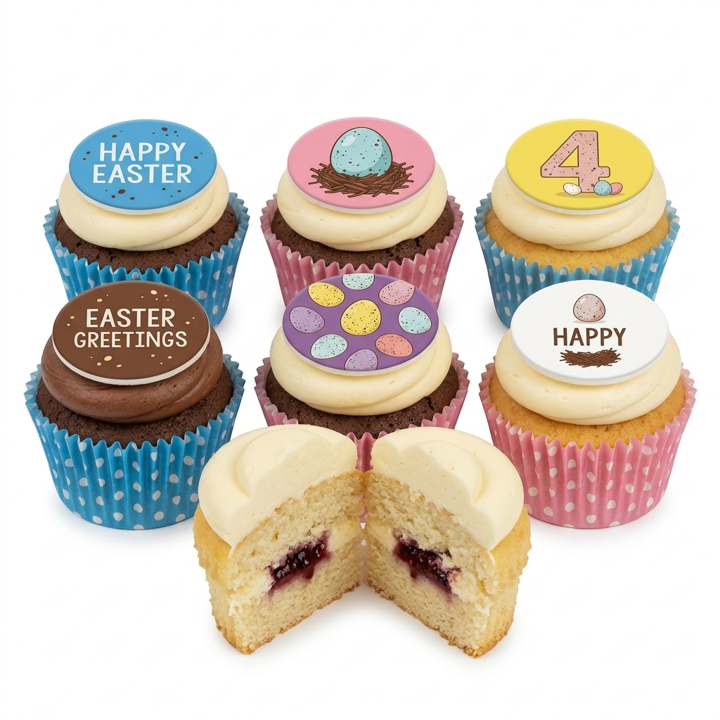 Happy Easter Cupcakes with Egg & Nest Designs