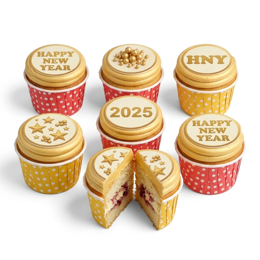 Happy New Year 2025 Celebration Cupcakes