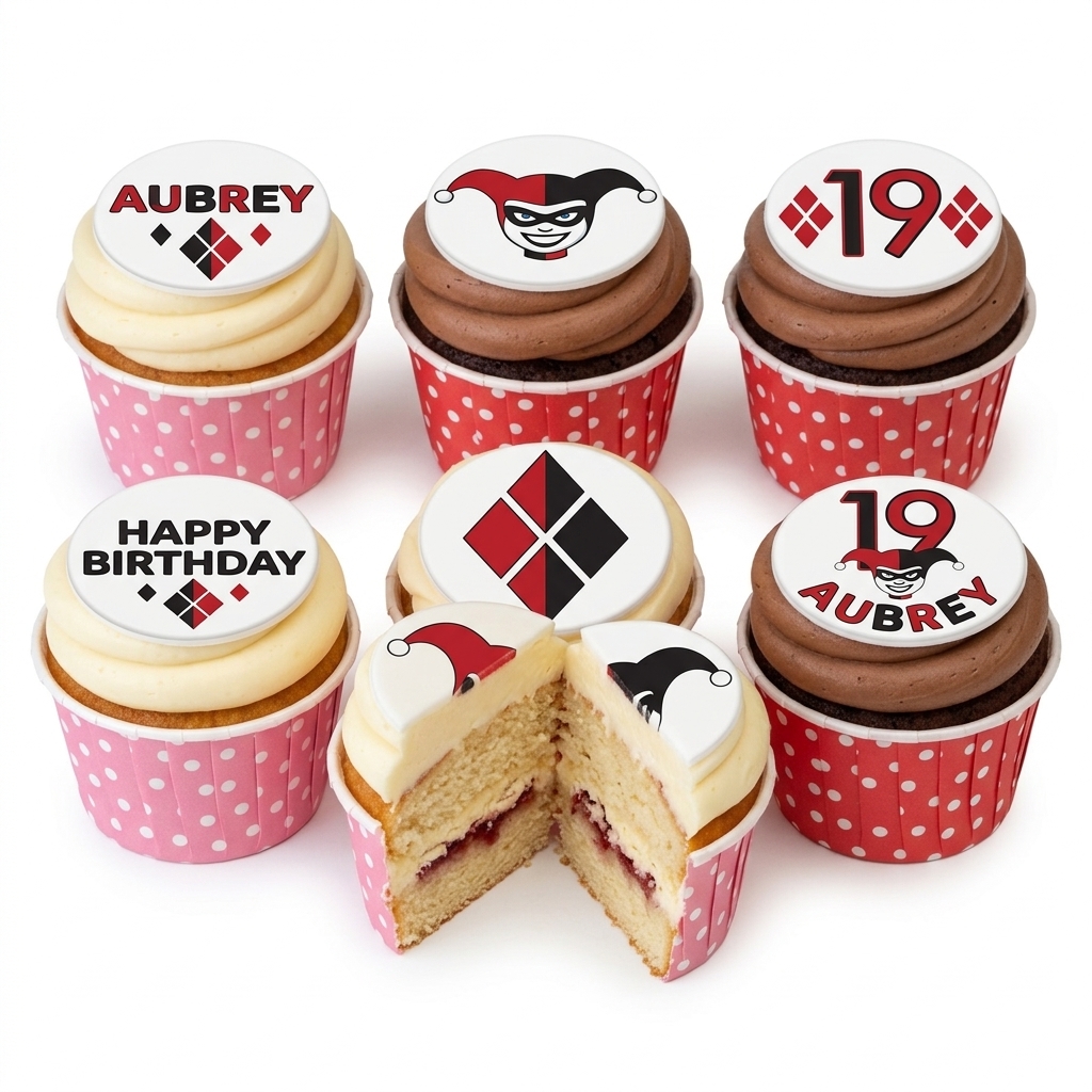 Harley Quinn Birthday Cupcakes