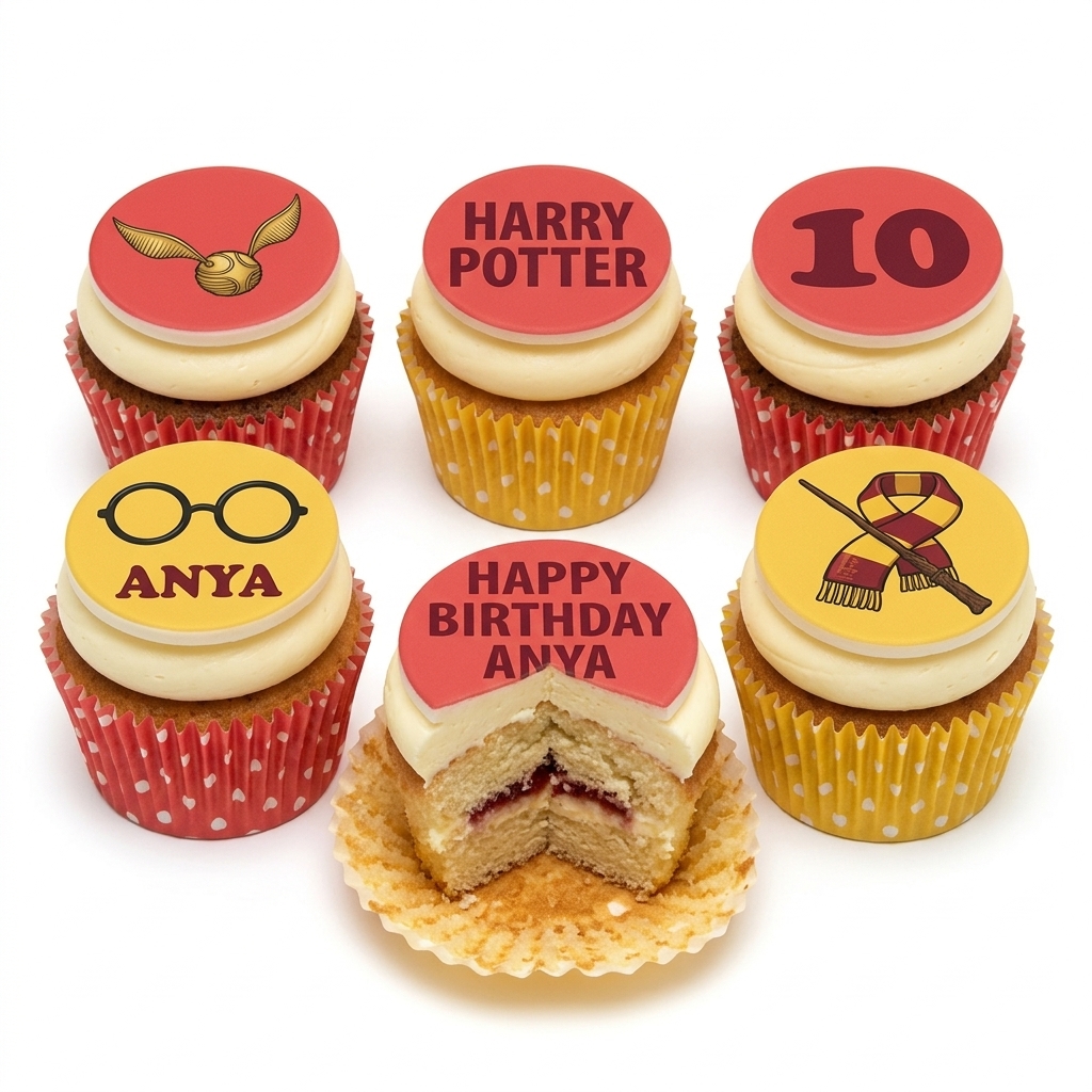 Harry Potter Birthday Cupcakes | Custom Age & Name