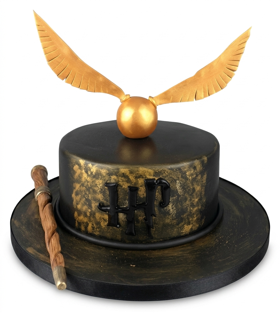 Harry Potter Birthday Cake with Golden Snitch