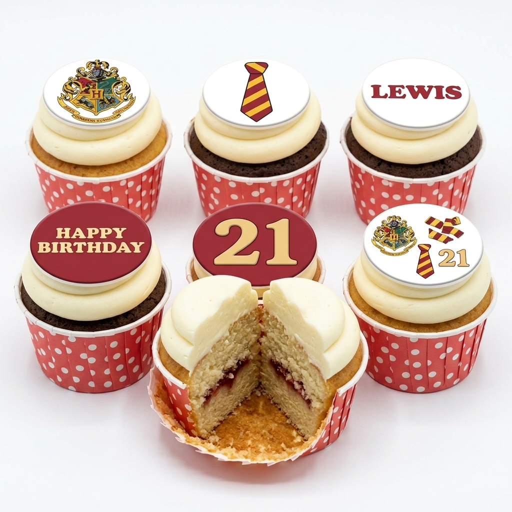 Harry Potter Theme Birthday Cupcakes with Custom Toppers