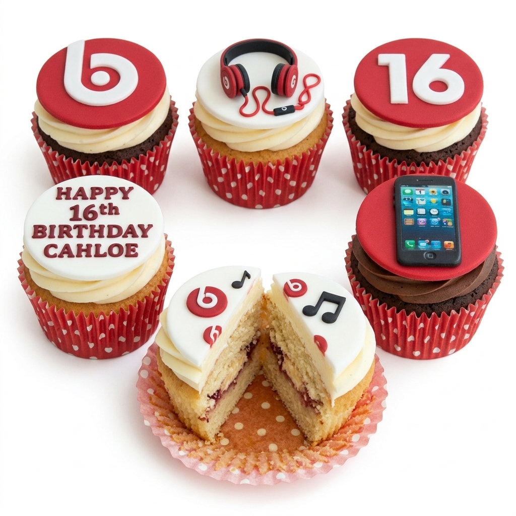 Music & Tech Birthday Cupcakes with Custom Age