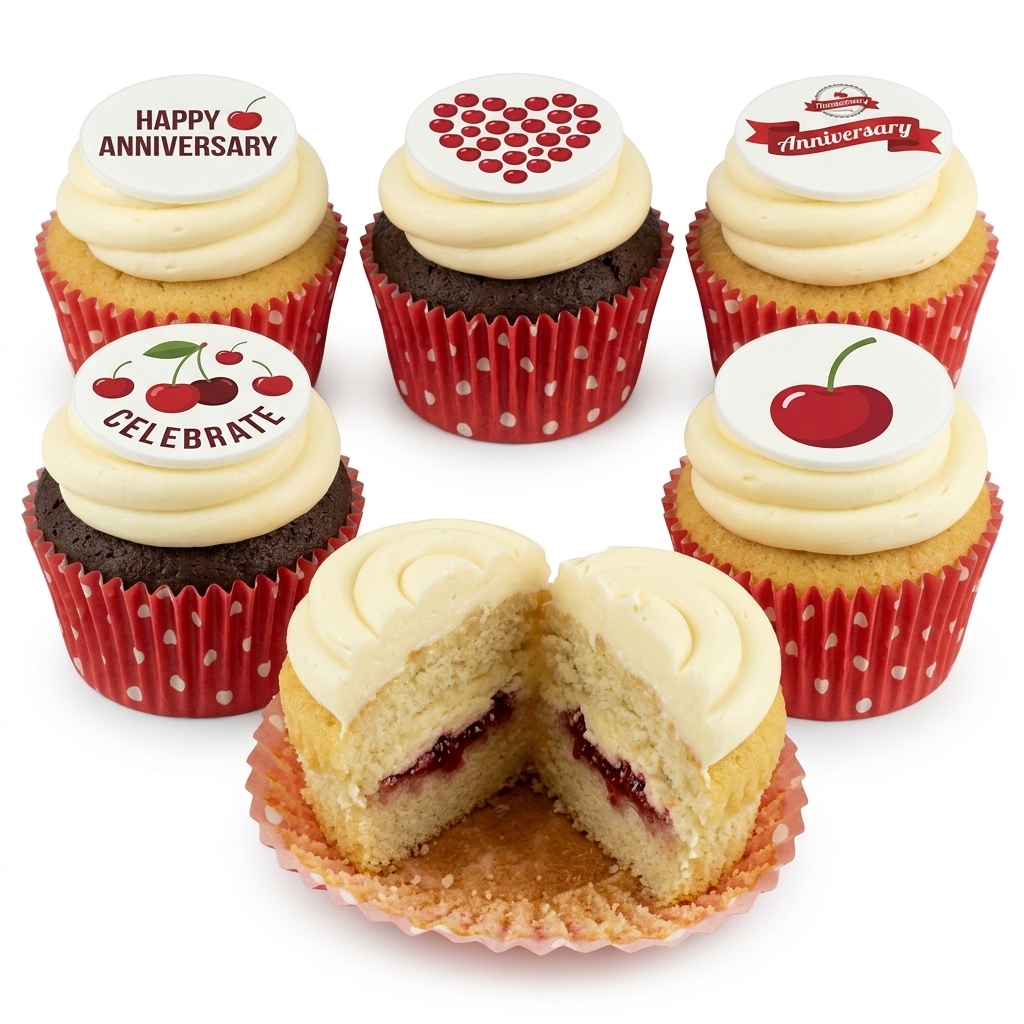 Cherry Anniversary Cupcakes