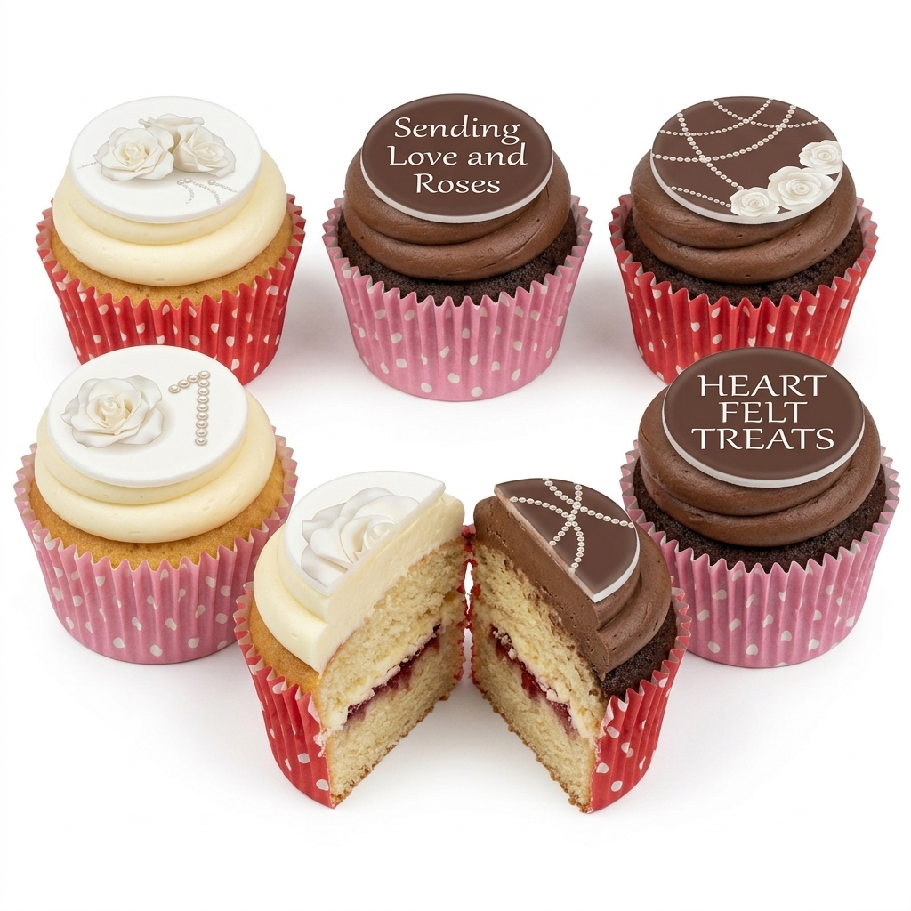 Elegant Rose Anniversary Cupcakes