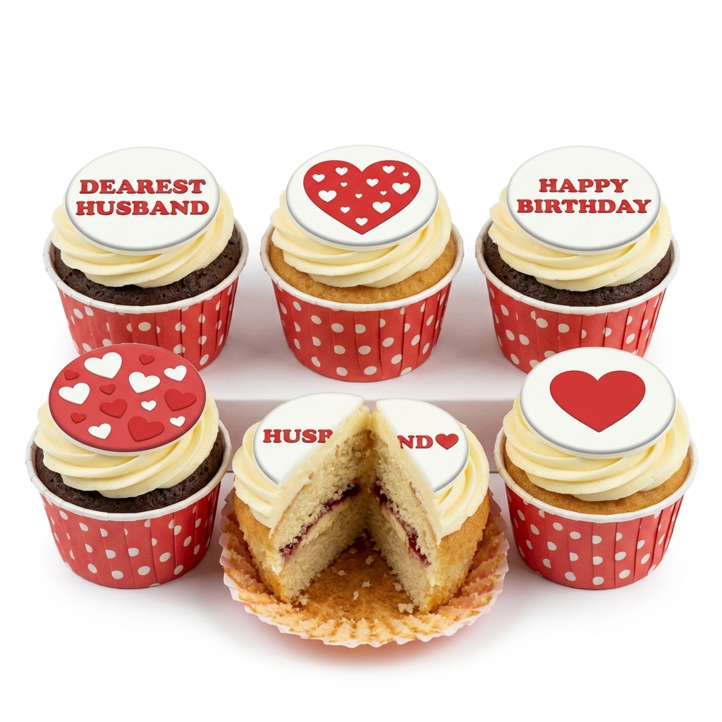 Heart Design Husband Birthday Cupcakes