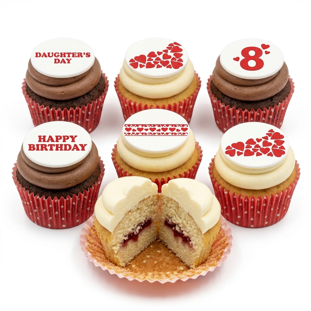 Hearts Birthday Cupcakes with Custom Age & Message