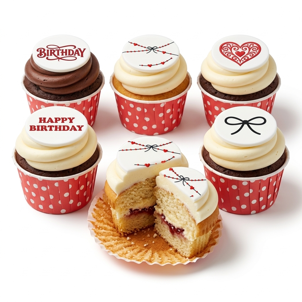 Elegant Heart & Bow Birthday Cupcakes for Her