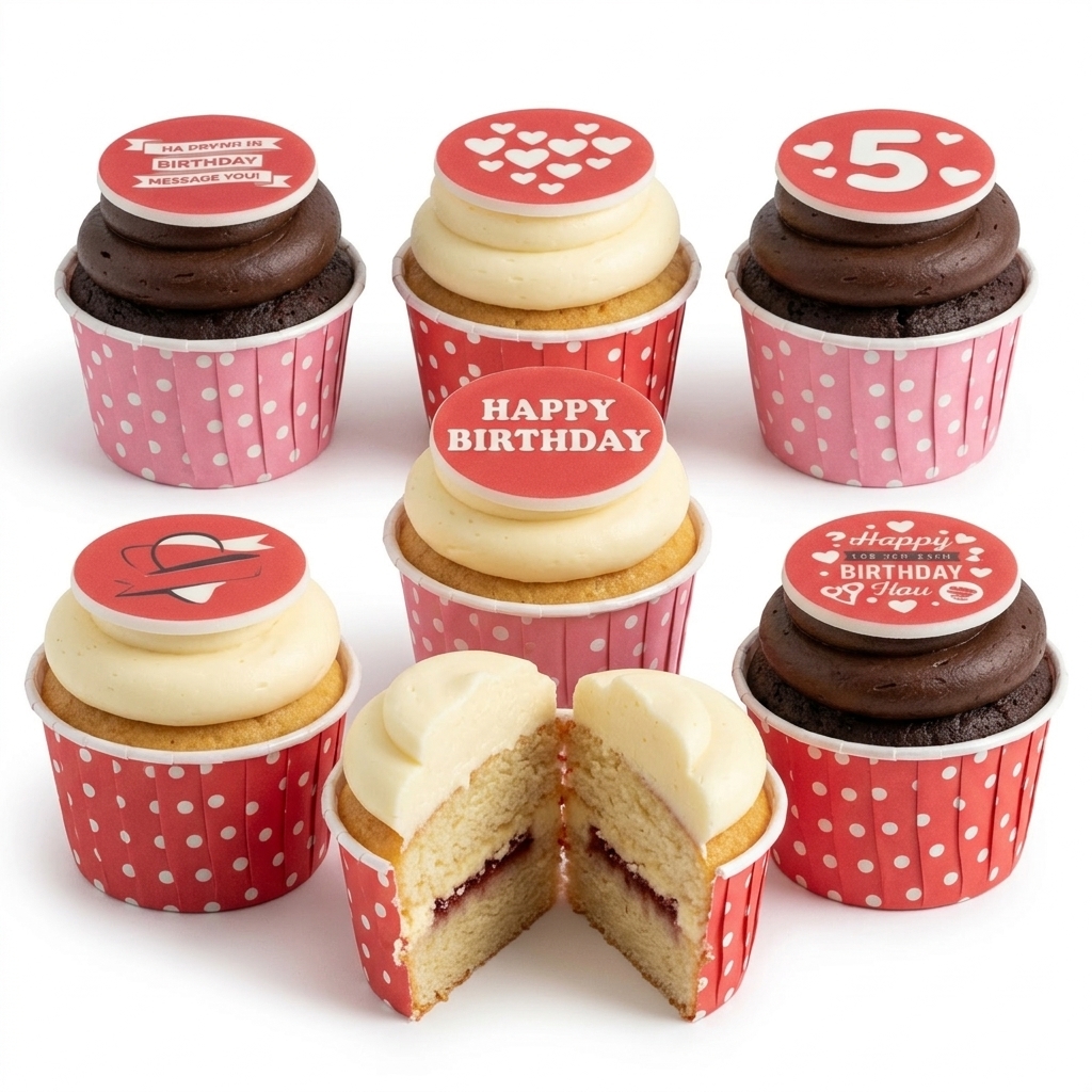 Custom Age Birthday Cupcakes with Heart Toppers