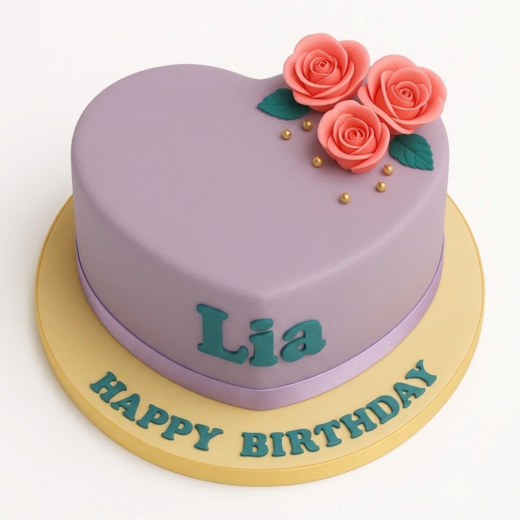 Floral Heart Birthday Cake
