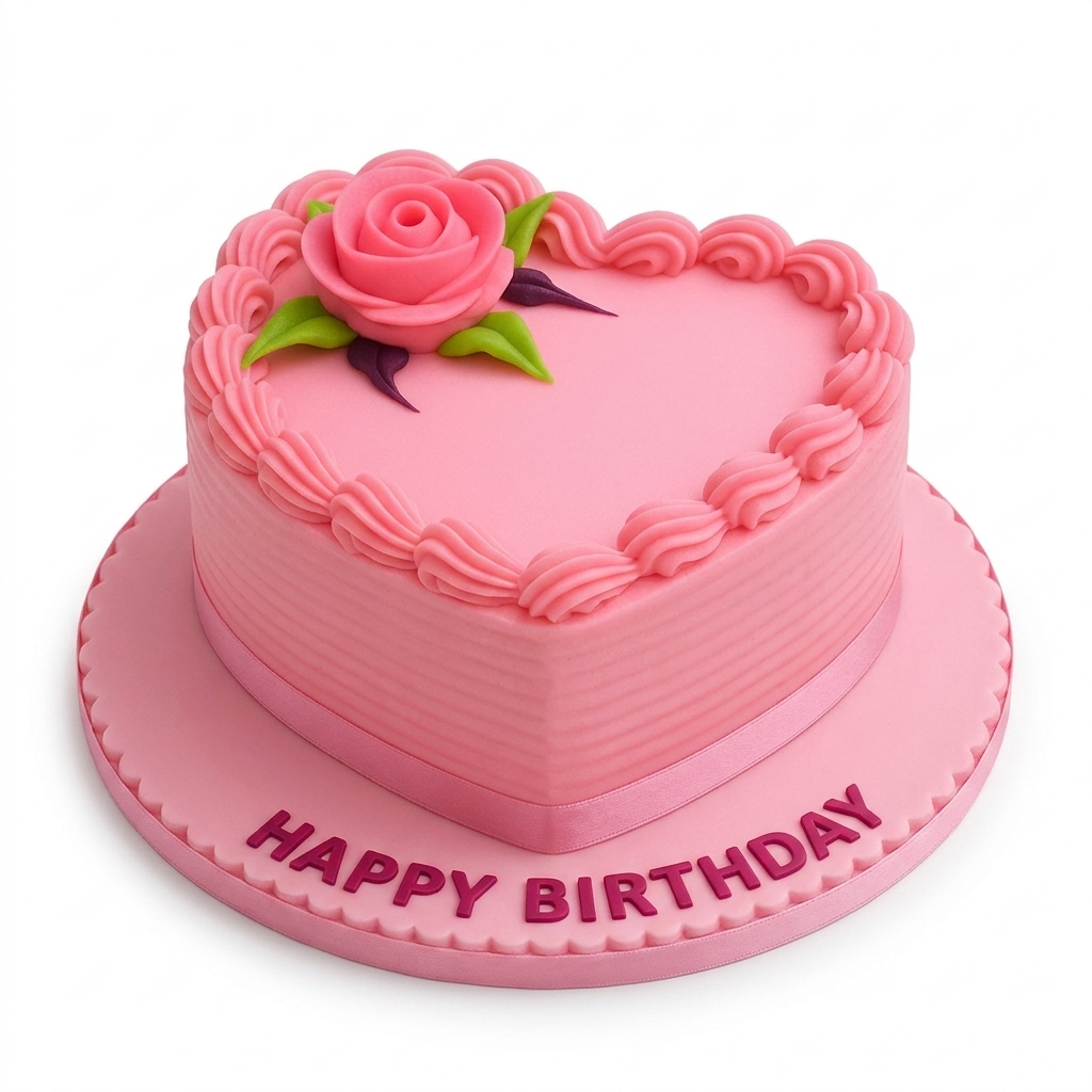 Heart Shaped Rose Birthday Cake For Her
