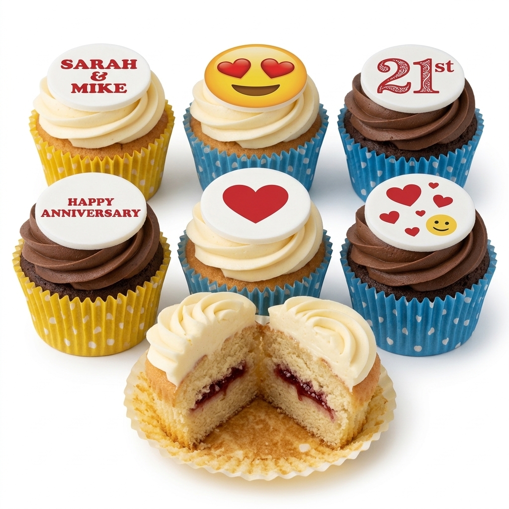Heart Eyes Emoji Anniversary Cupcakes