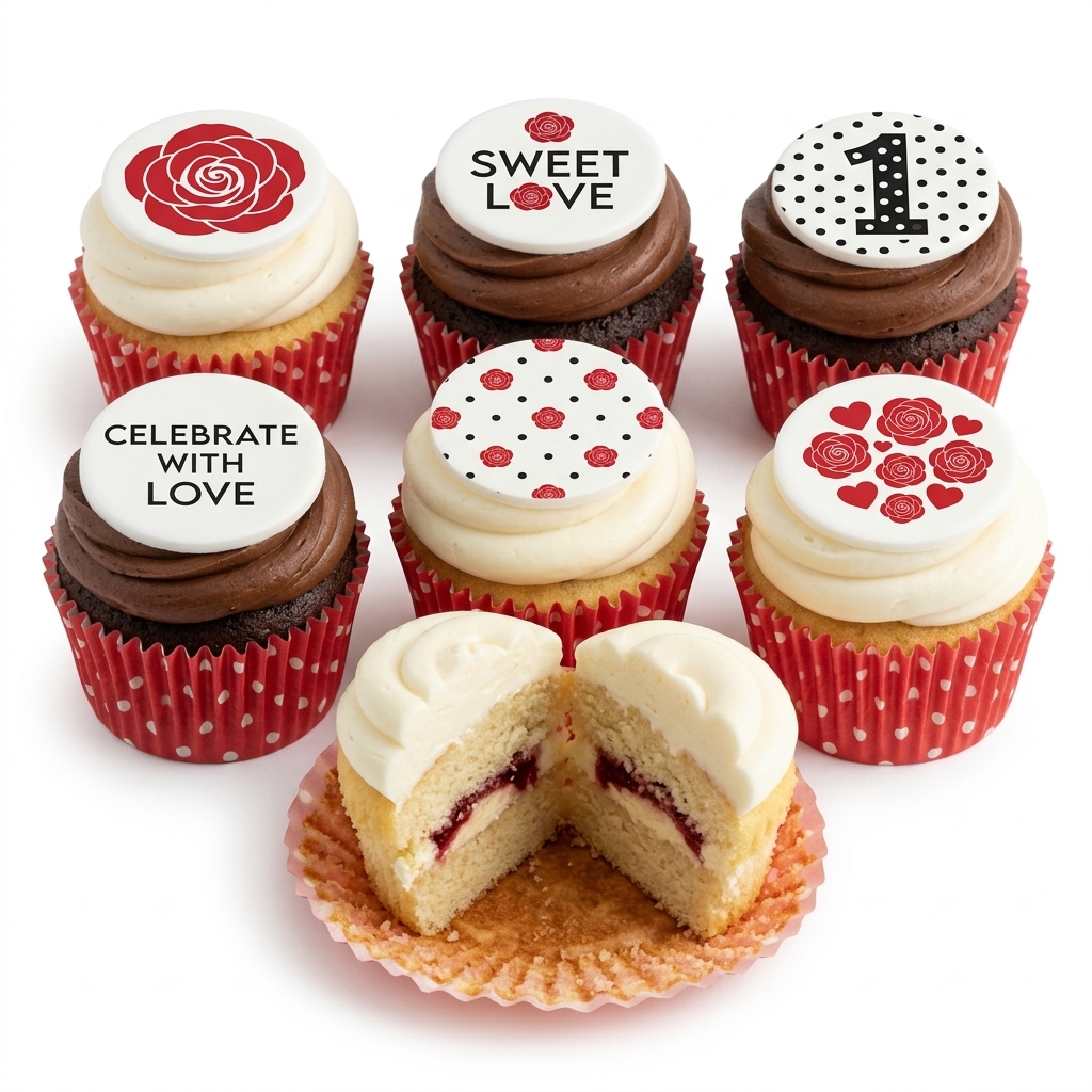 Romantic Rose & Heart Cupcakes