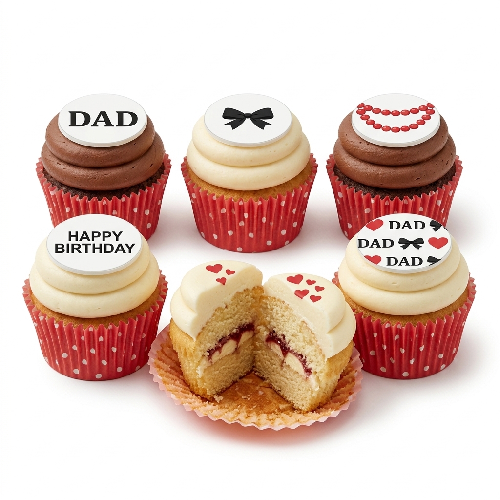 Dad's Special Birthday Cupcakes with Bow Tie & Hearts