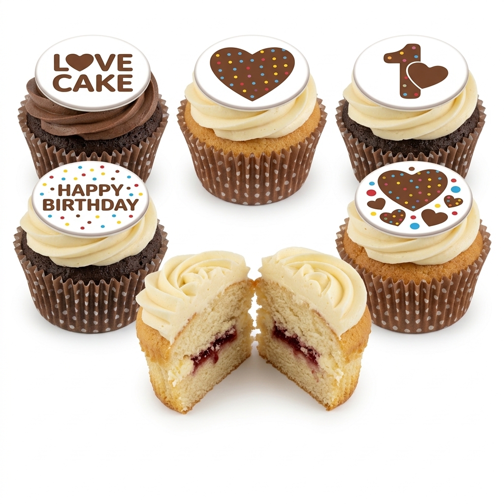 Fun Birthday Cupcakes with Custom Toppers