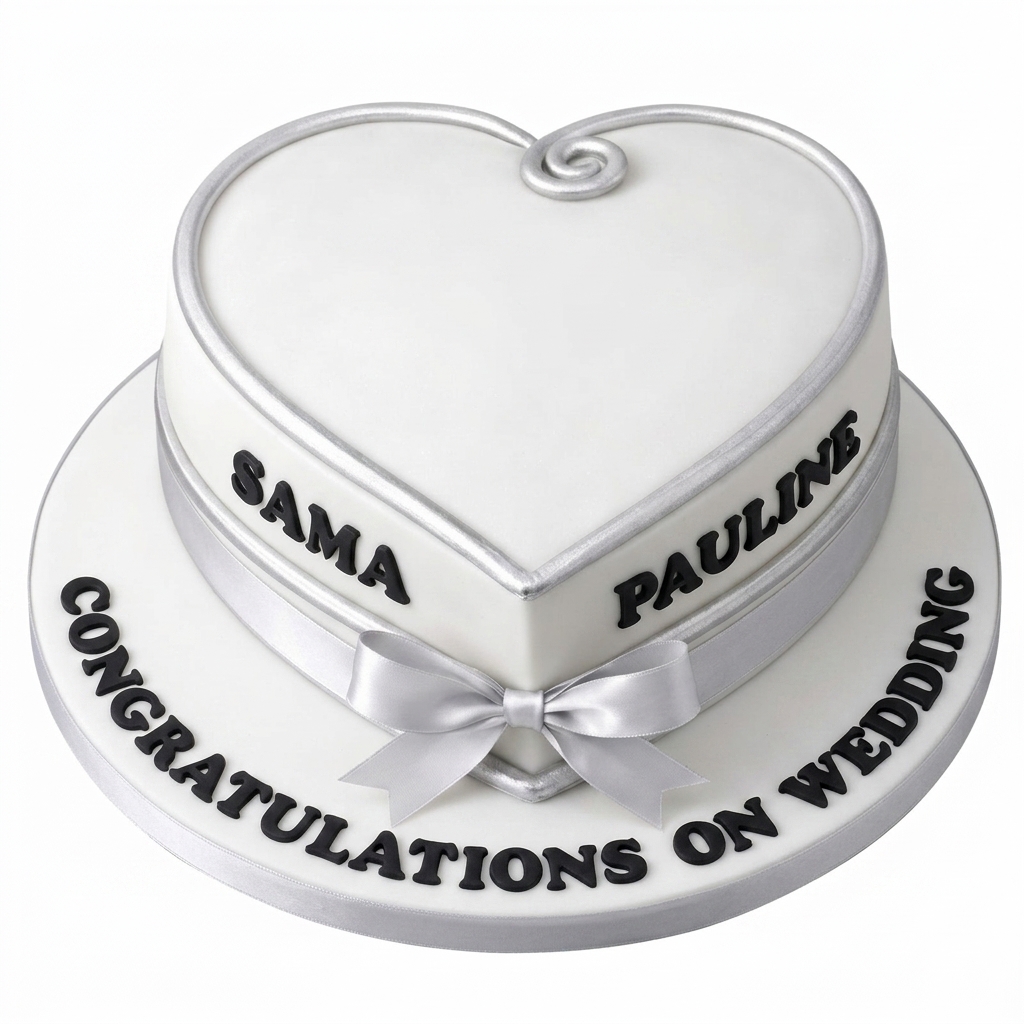 Heart Shaped Wedding Cake with Personalised Names