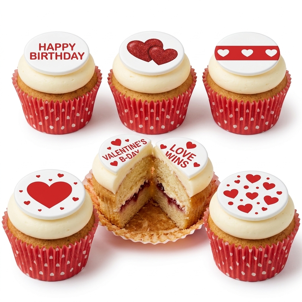 Love Heart Birthday Cupcakes