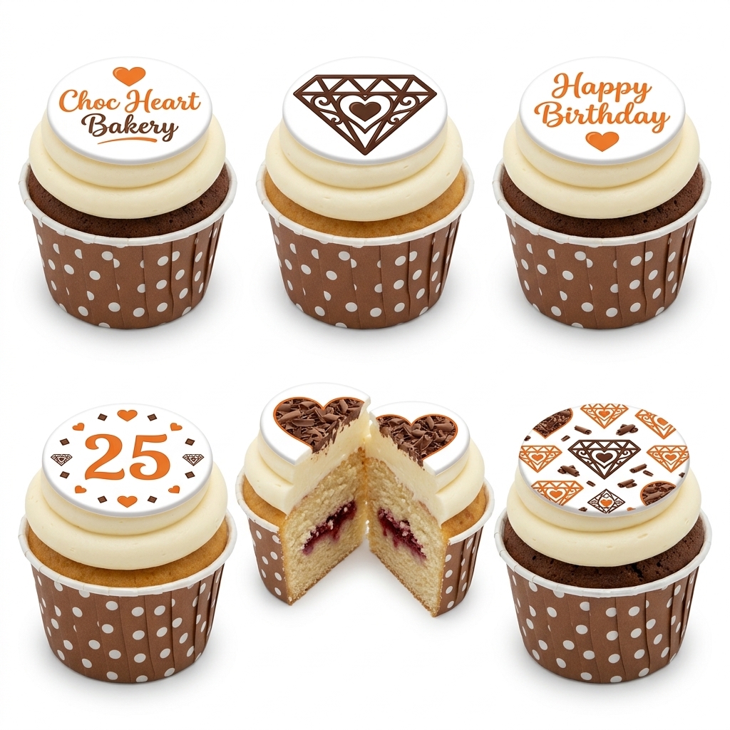Diamond Heart Birthday Cupcakes for Her