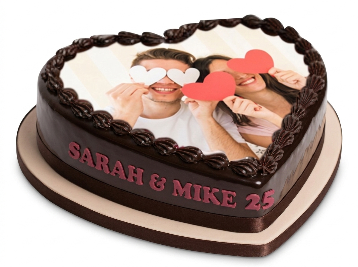 Personalised Heart Photo Cake