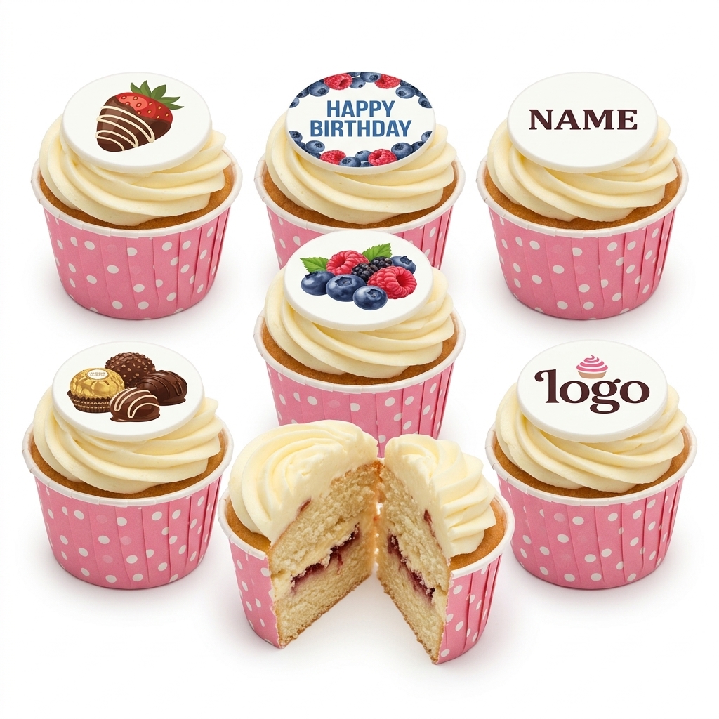 Personalised Birthday Cupcakes with Custom Toppers