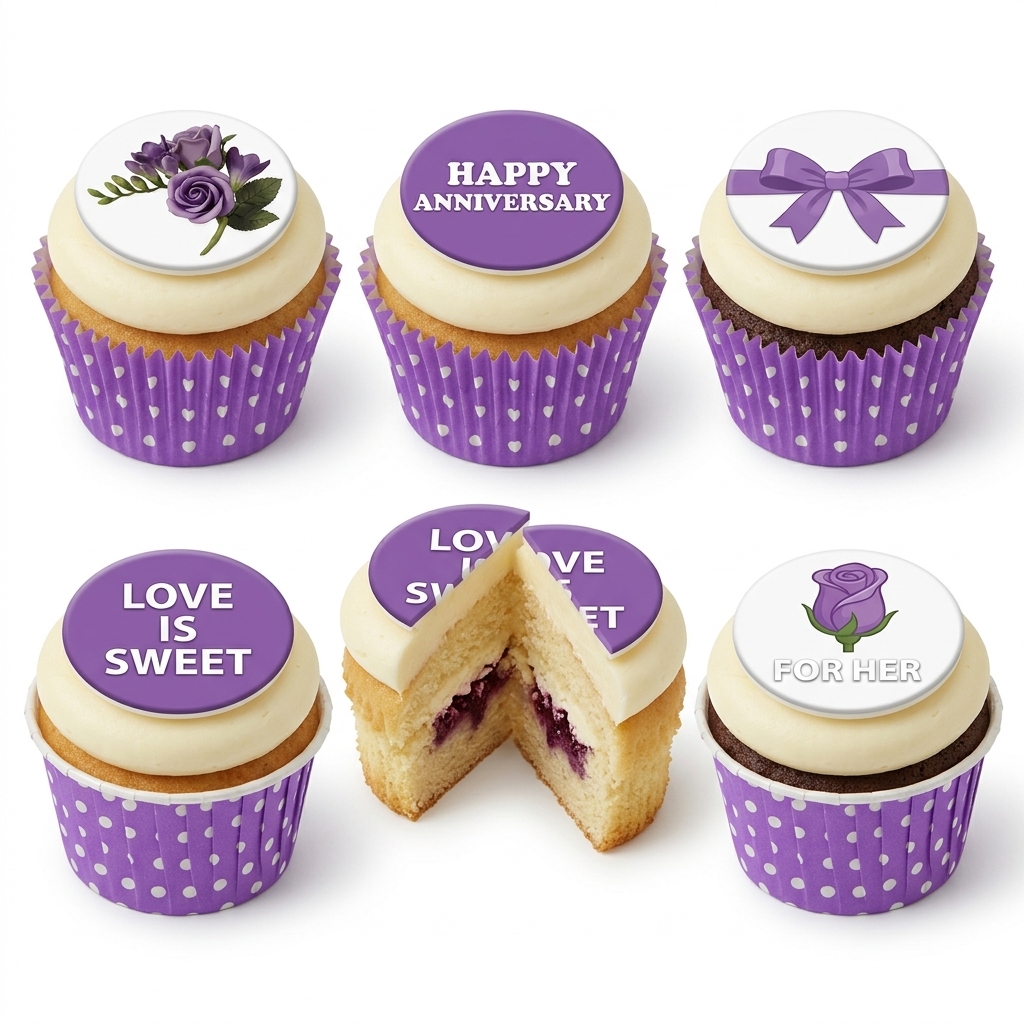 Purple Floral Birthday Cupcakes for Her